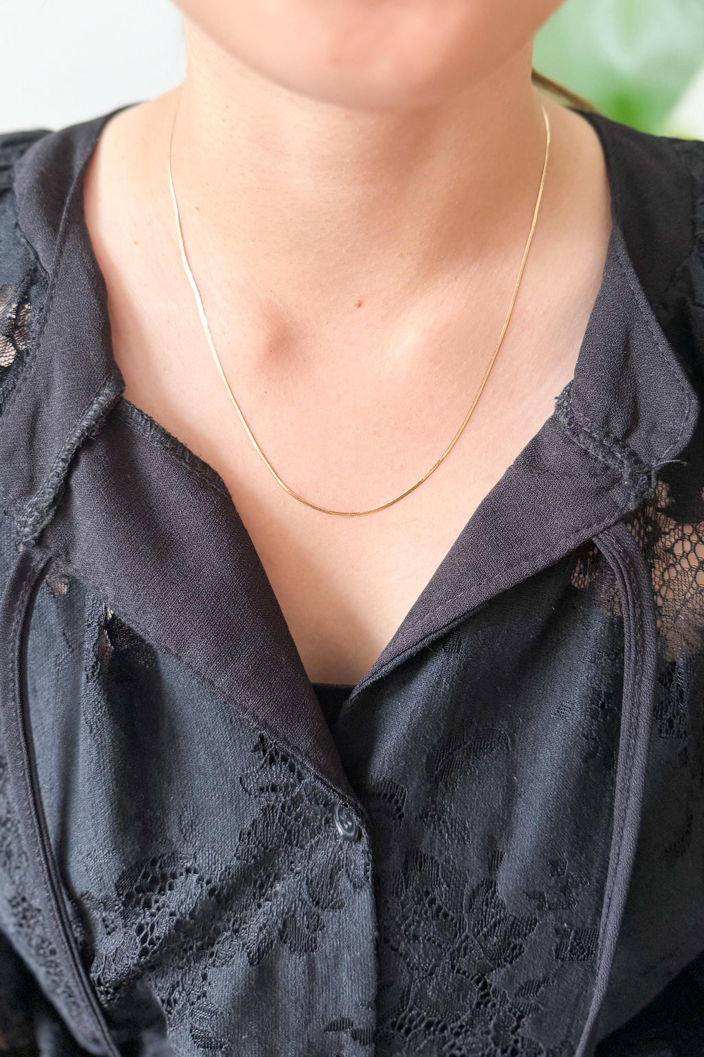 18K Solid Gold Herringbone Necklace, Petite Collarbone Chain, Dainty Minimalist Gold Necklace, Layering Jewelry, Gift for Her