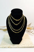 18K Solid Gold Figaro Necklace Chain, Minimalist Jewelry, Adjustable Length