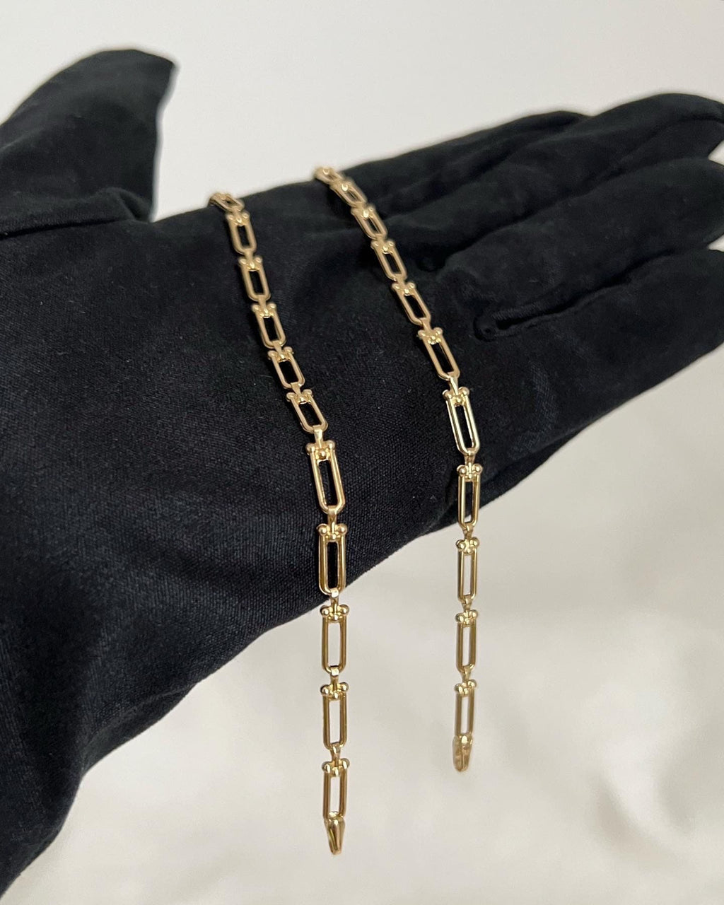 18K Solid Gold U-Link Bracelet, 3.5mm Delicate Chain, Minimalist Jewelry