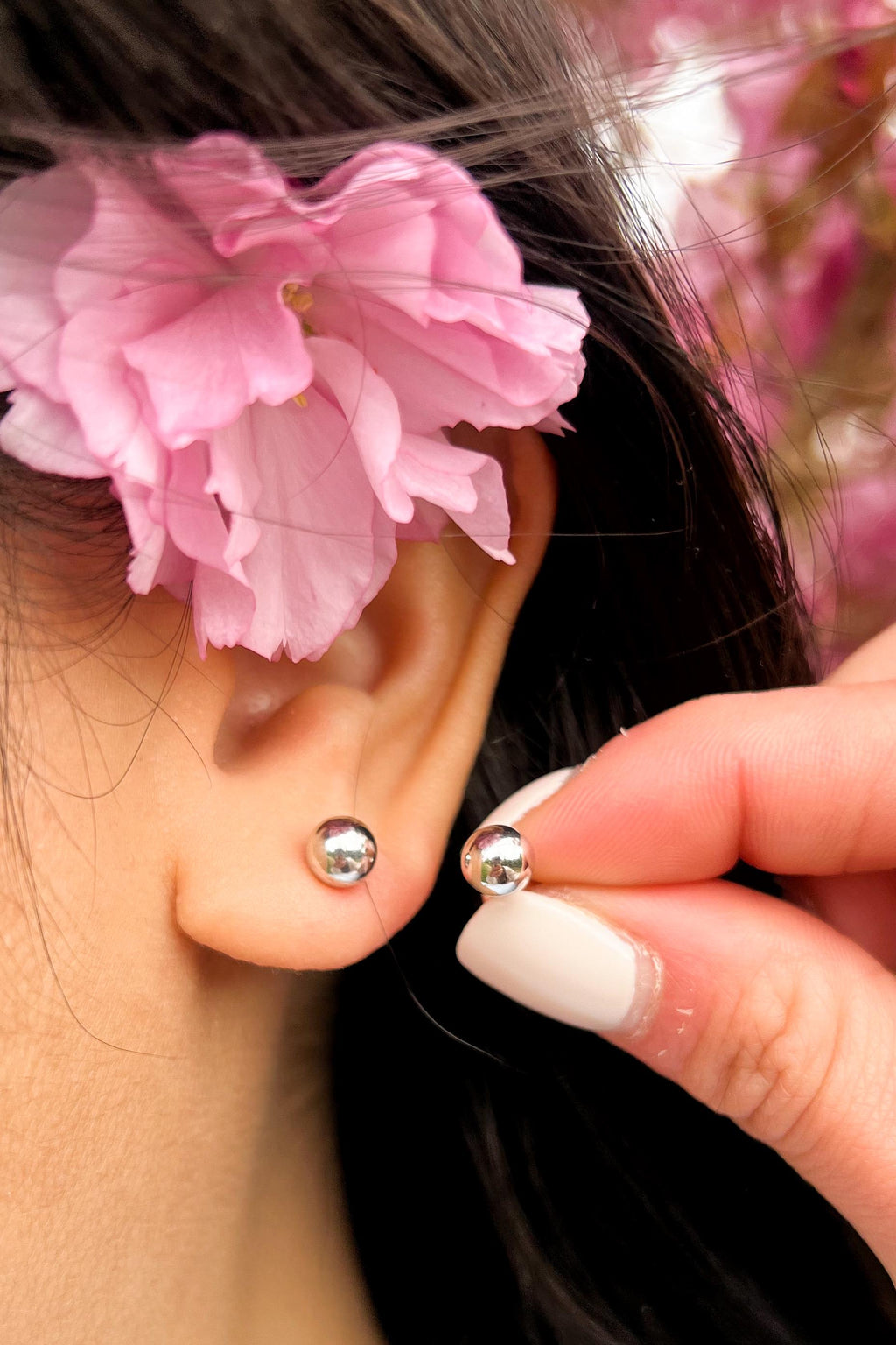 18K White Gold Stud Earrings, 6mm Round Dainty Earrings, Minimalist Jewelry, Gift for Her