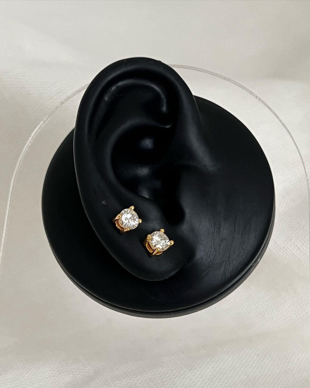 18K Solid Gold Moissanite Stud Earrings: 5MM Brilliant Cut