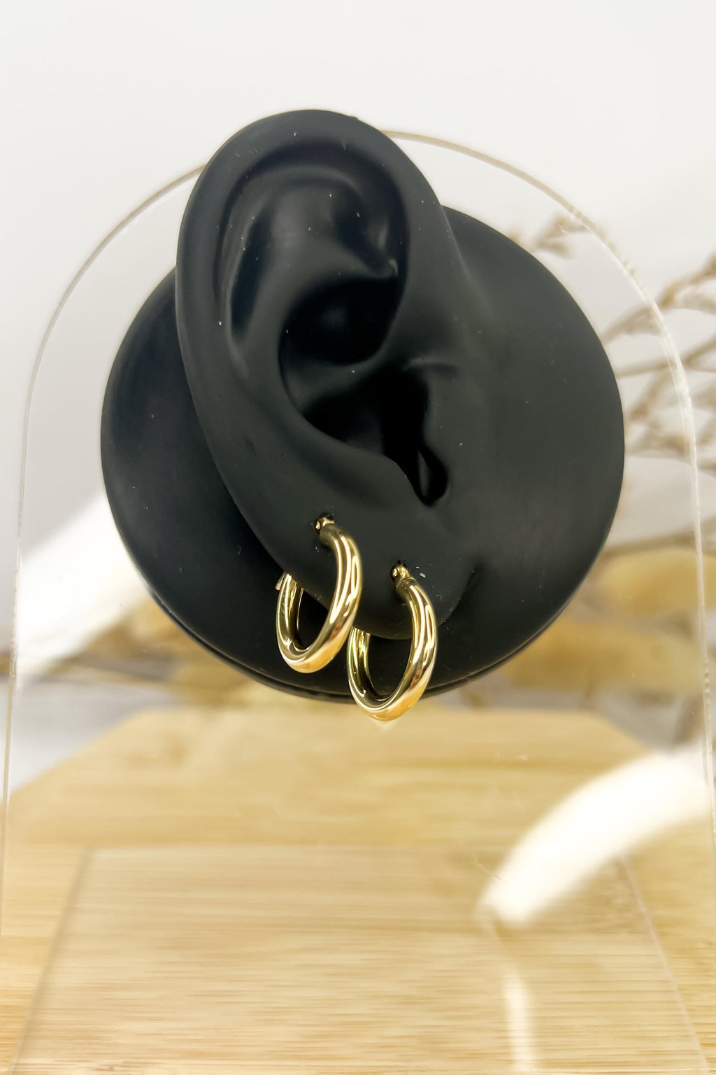 18K Solid Gold Loop Earrings - Plain - 15mm x 3mm Hoop Earrings - Birthday Gift for Her - Christmas Gift for Her - Ideal Gift for her