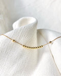 18K Solid Gold Running Beads Bracelet, Dainty Adjustable Minimalist Jewelry
