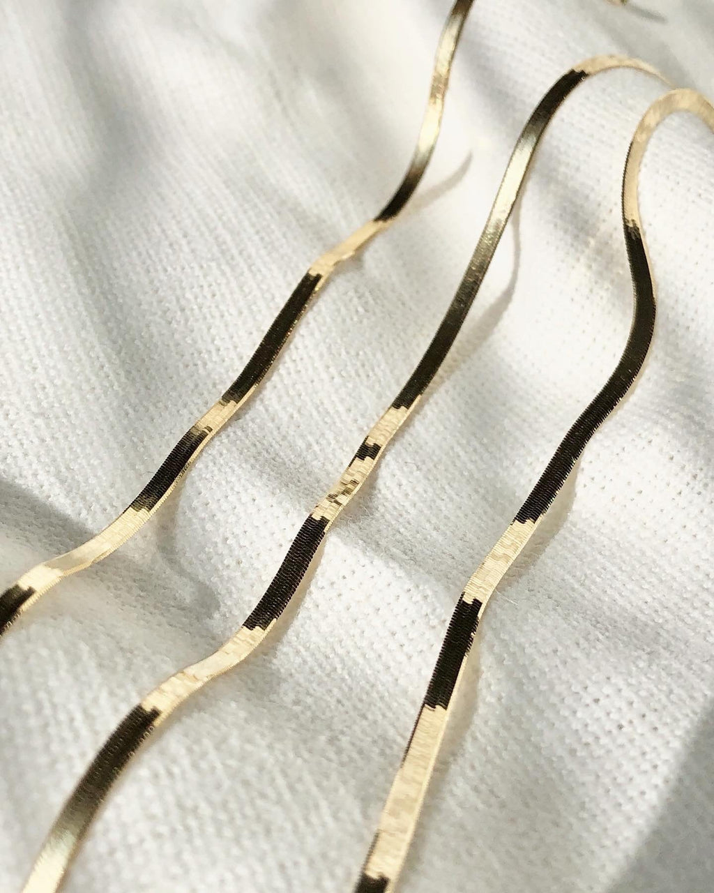 18K Solid Gold Herringbone Bracelet, 7-Inch Dainty Stacking Jewelry