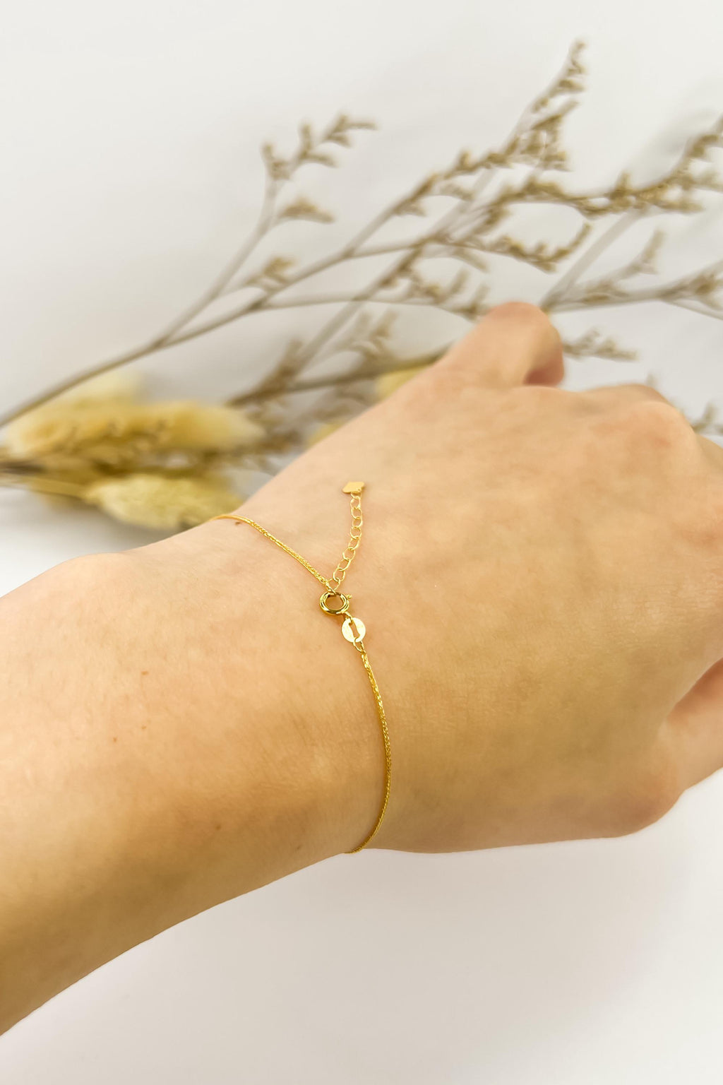 18k Solid Gold Beaded with Heart Centre Piece Charm Bracelet - Unique - Au750 - Yellow Gold - Ideal Gift for Her - Best Gift for her