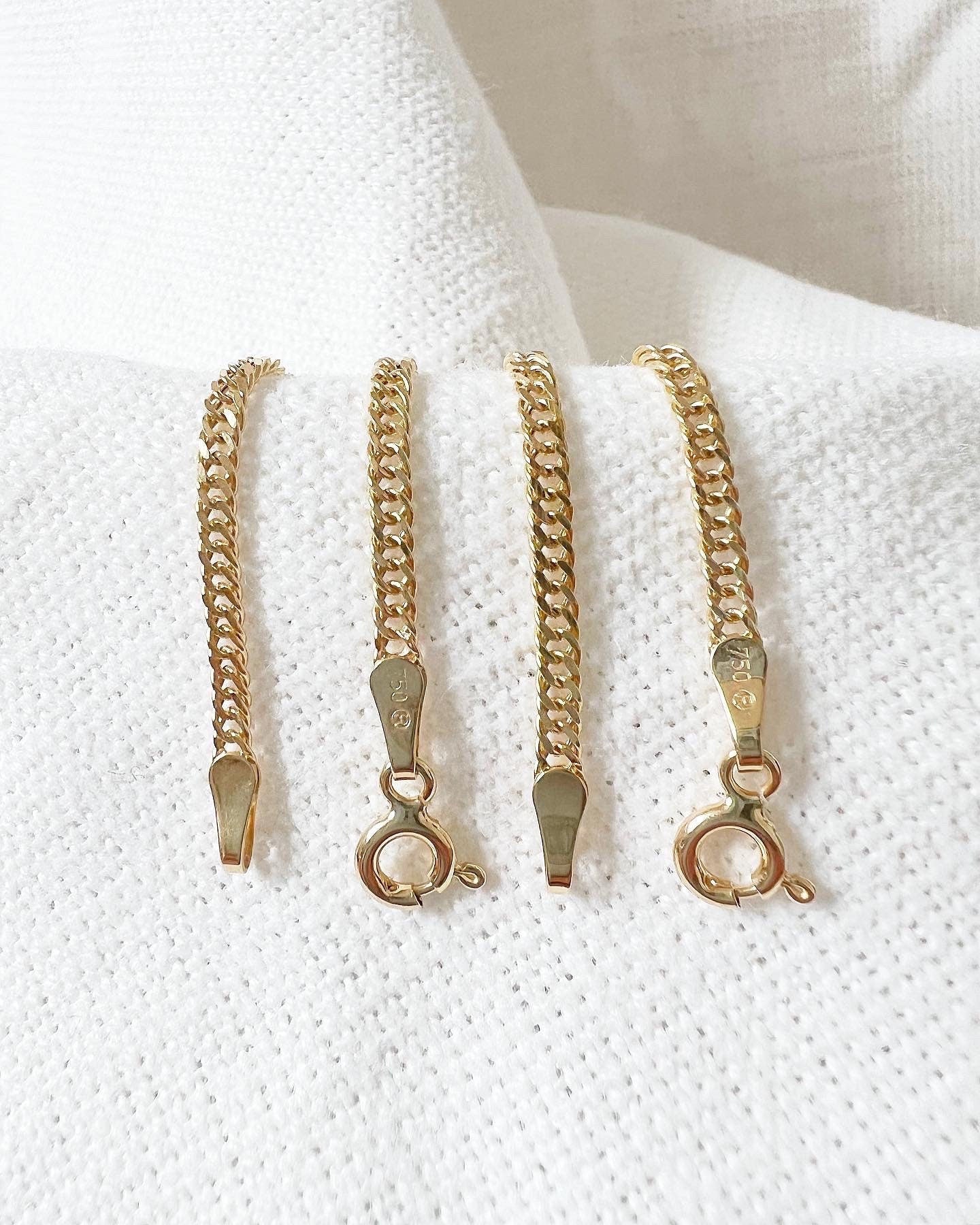 18K Solid Gold Petite Cuban Bracelet, 2.5-3mm Dainty Chain, Minimalist Jewelry