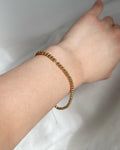 18K Solid Gold Beaded Bracelet, 3mm Dainty Adjustable Strand, Minimalist Jewelry