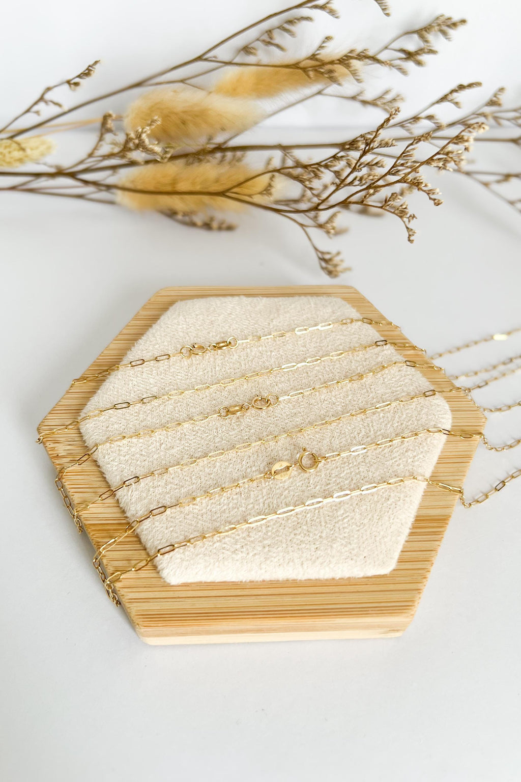18K Solid Gold Paperclip Chain Necklace, Minimalist Dainty Layering Jewelry