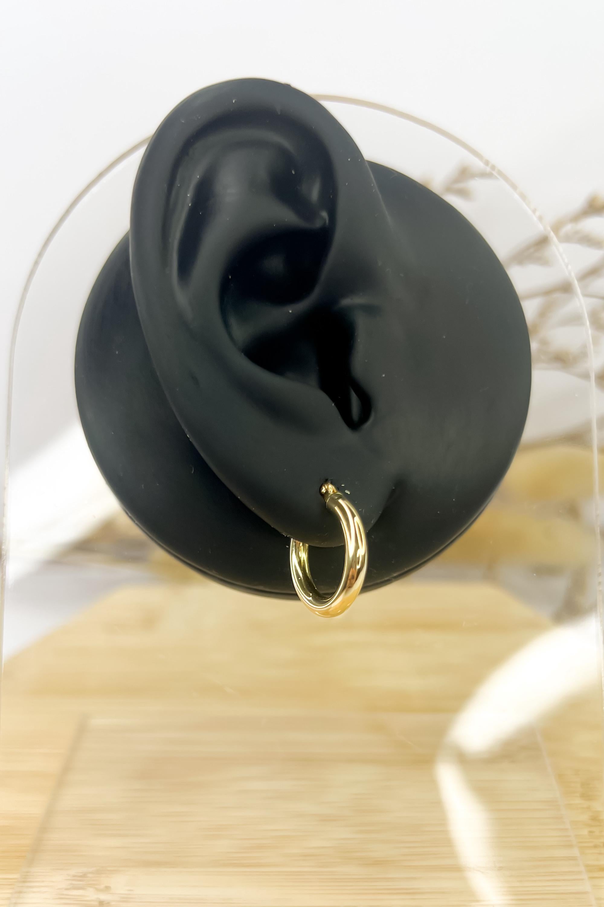 18K Solid Gold Loop Earrings - Plain - 15mm x 3mm Hoop Earrings - Birthday Gift for Her - Christmas Gift for Her - Ideal Gift for her