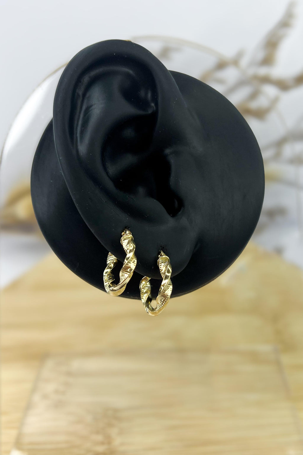 18k Solid Gold Twisted Earrings - 14mm - Unique - Bestseller Gift - Christmas Gift - Gift for Her - Birthday Gift