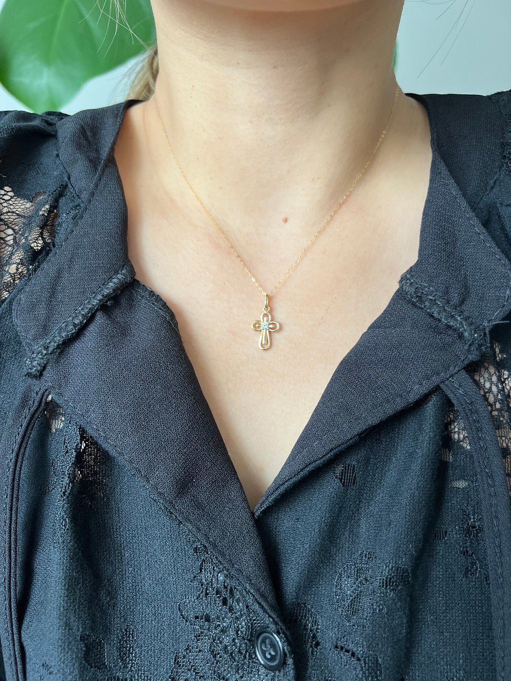 18K Solid Gold Cross Pendant, Minimalist Faith Jewelry, Dainty Religious Necklace