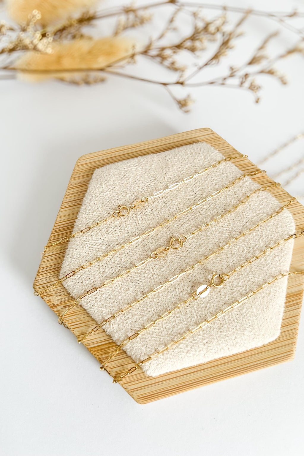 18K Solid Gold Paperclip Chain Necklace, Minimalist Dainty Layering Jewelry