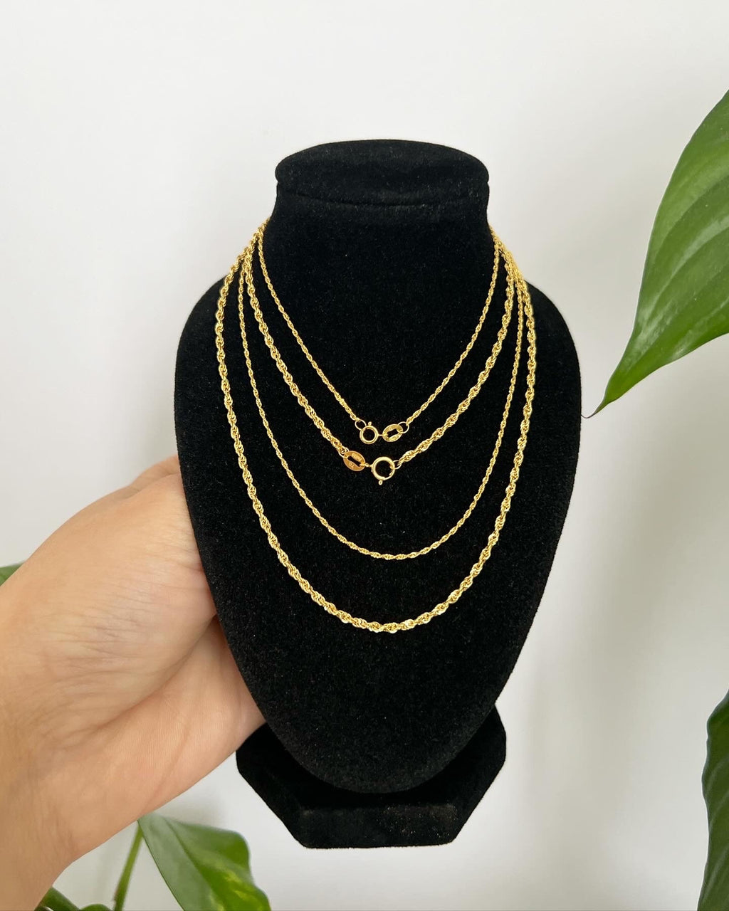 18K Solid Gold Twisted Rope Chain Necklace, 1.0-2.0mm, Minimalist Layering Jewelry