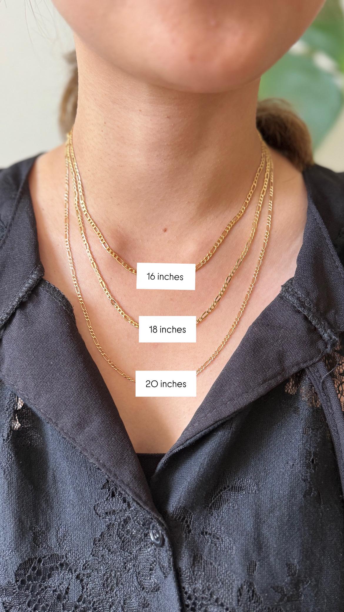 18K Solid Gold Figaro Necklace Chain, Minimalist Jewelry, Adjustable Length