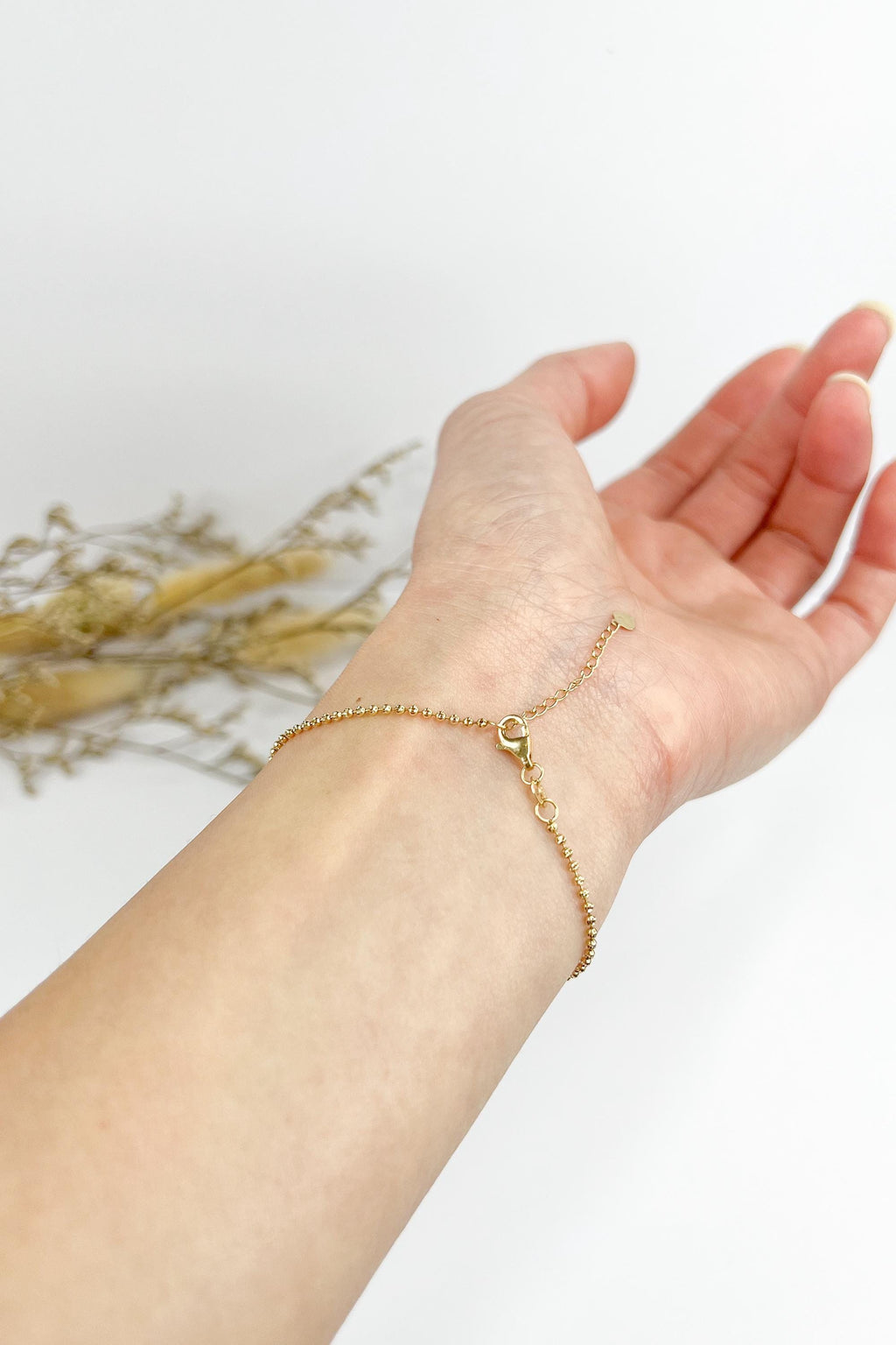 18K Solid Gold Sparkly Full Beaded Bracelet, Dainty Sparkly Textured Jewelry