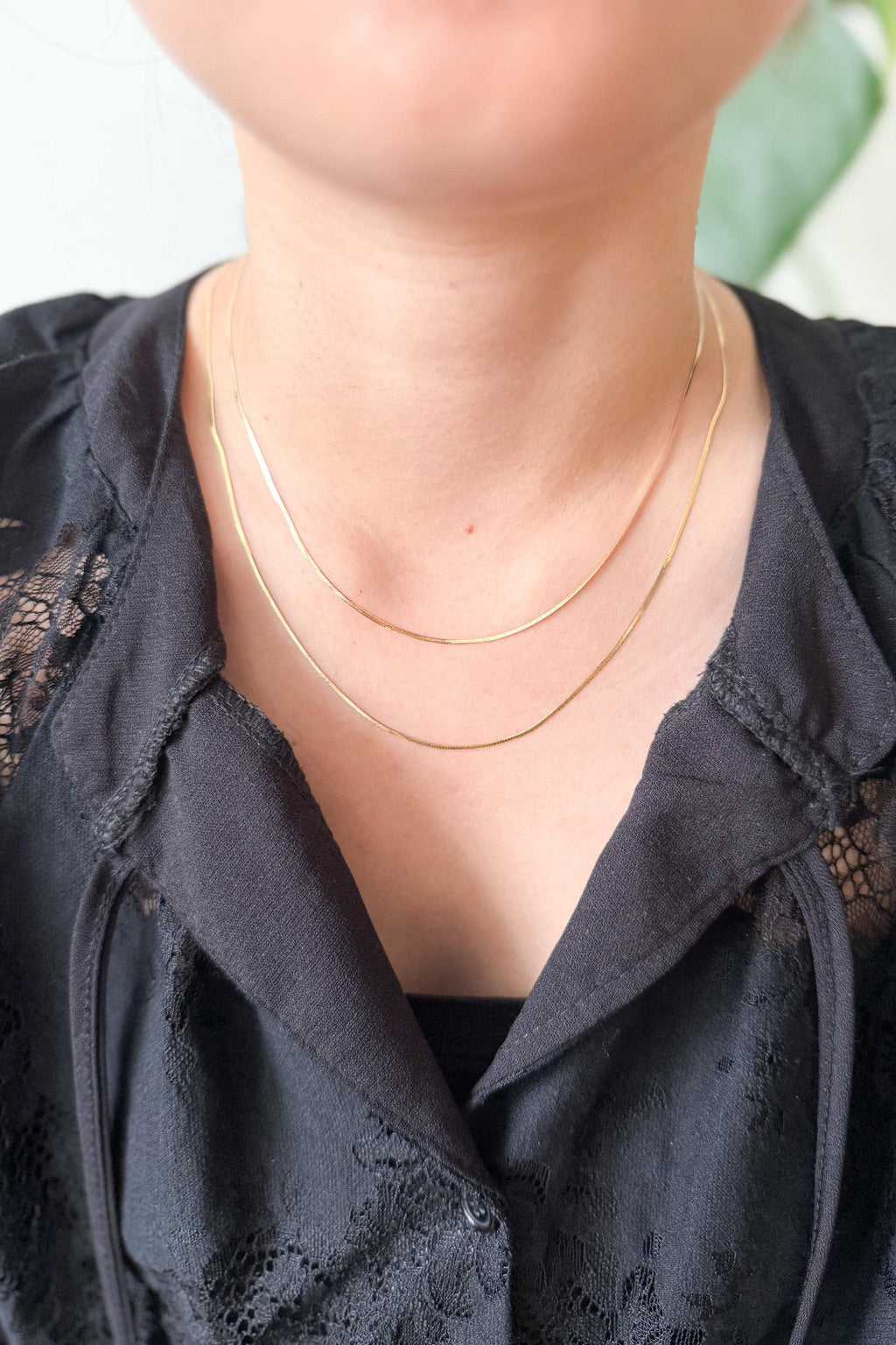 18K Solid Gold Herringbone Necklace, Petite Collarbone Chain, Dainty Minimalist Gold Necklace, Layering Jewelry, Gift for Her