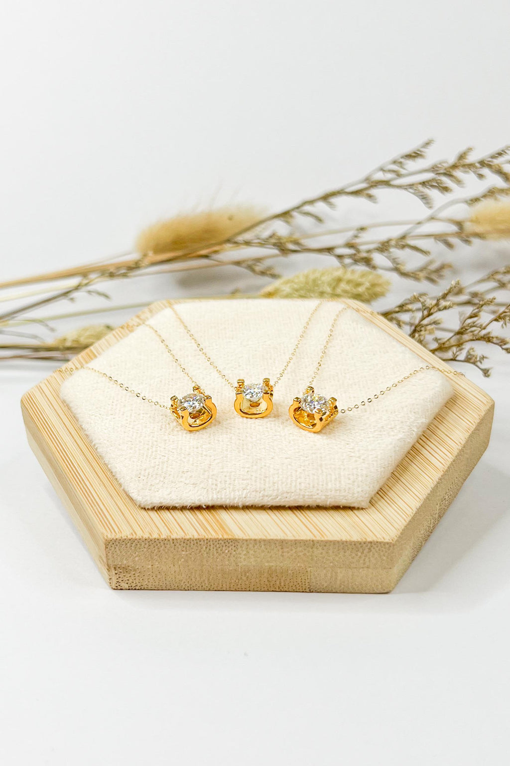 18K Solid Gold Brilliant Charm Necklace, Minimalist Dainty Chain (16-18")