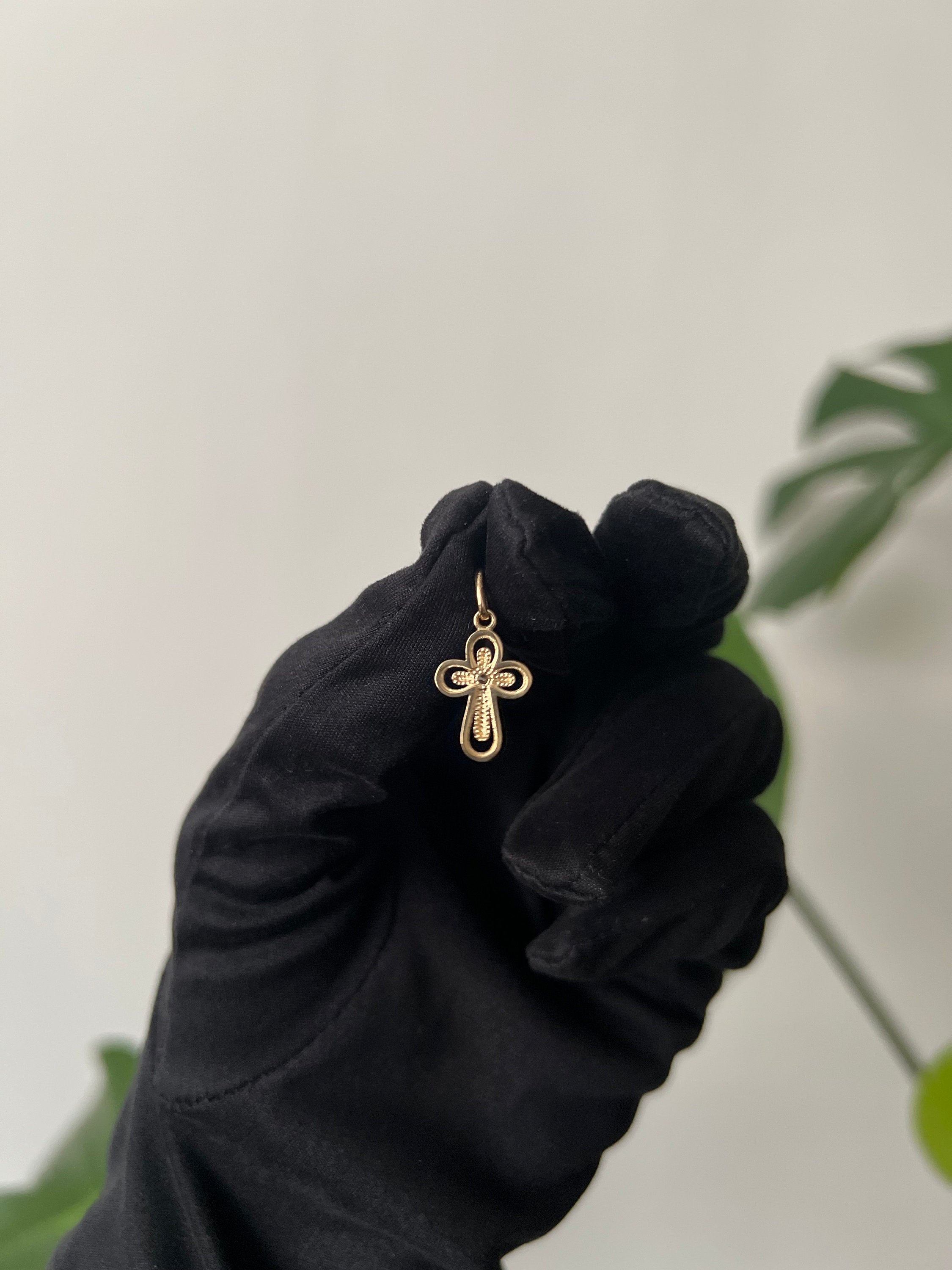 18K Solid Gold Cross Pendant, Minimalist Faith Jewelry, Dainty Religious Necklace