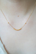 18K Solid Gold Beaded Necklace, Dainty Centerpiece Necklace, Minimalist Gold Chain, Petite Non Adjustable Necklace, Gift for Her