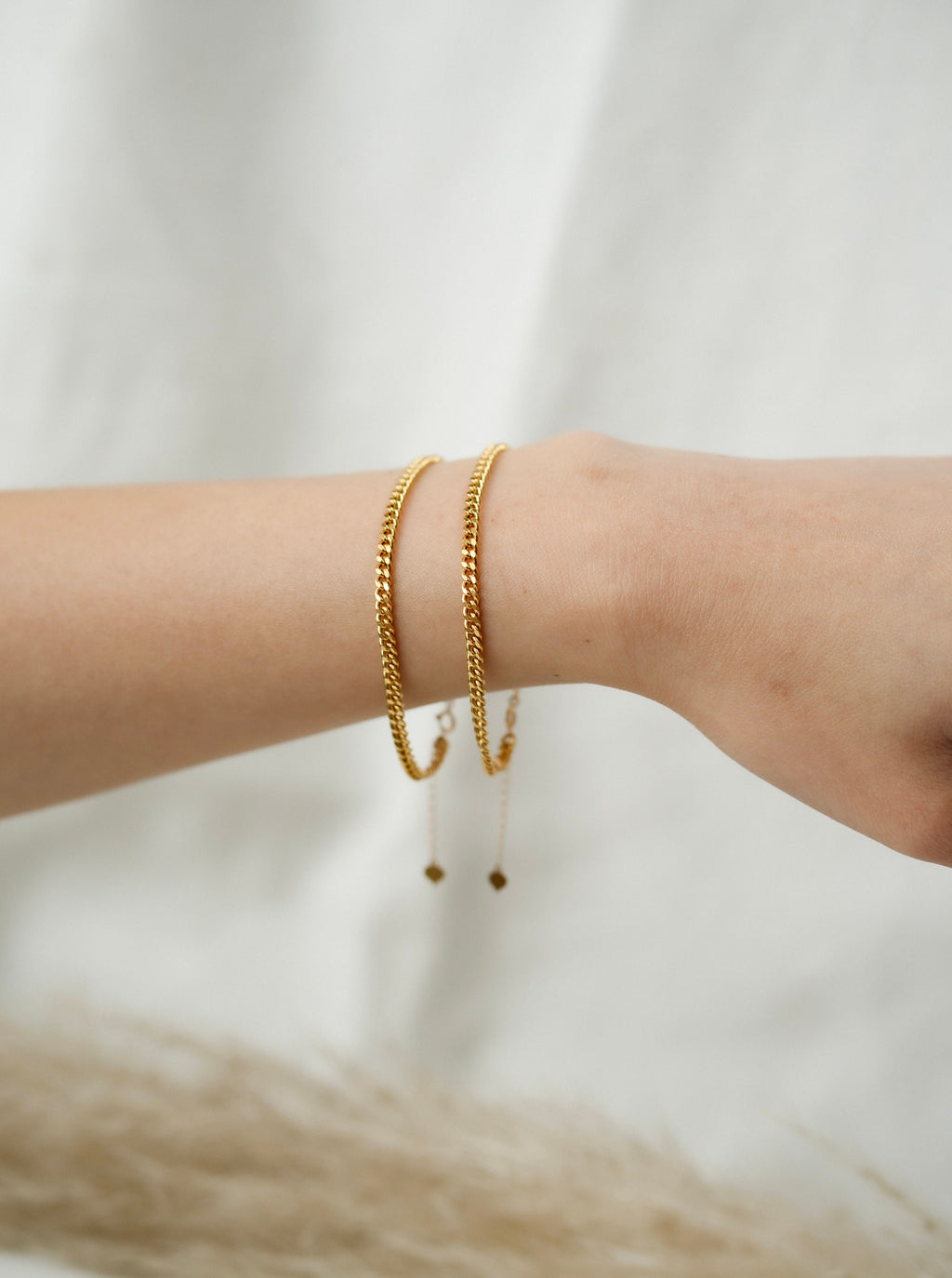 18K Solid Gold Curb Bracelet, Adjustable Gold Chain Bracelet, Dainty Minimalist Bracelet, Gift for Her