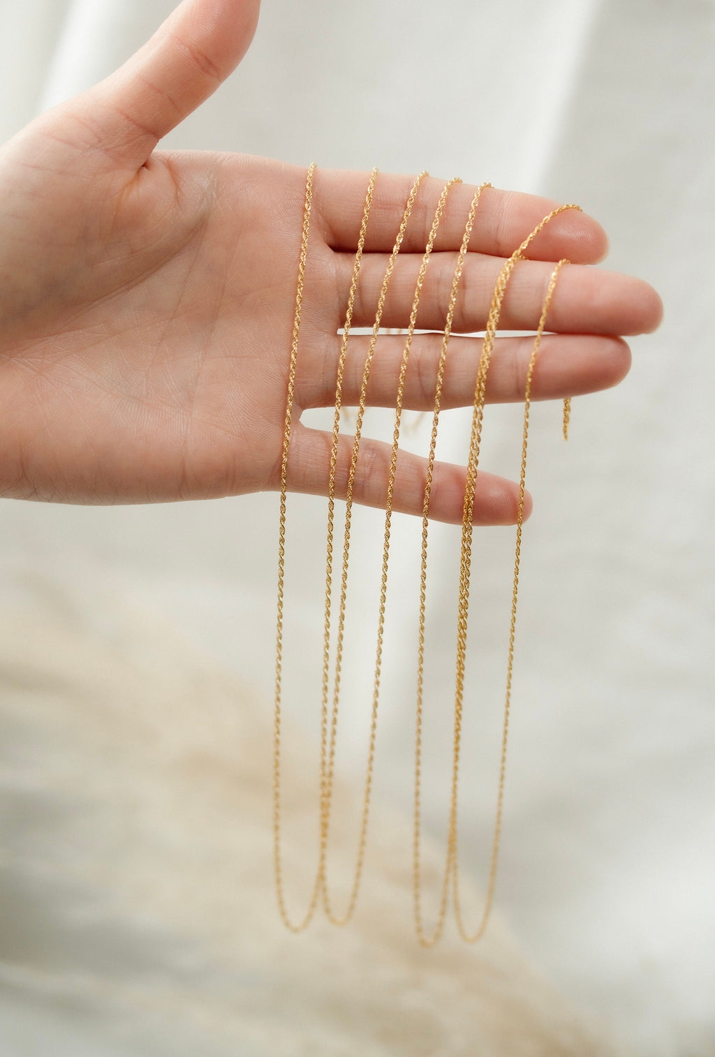 18K Solid Gold Rope Chain Necklace, Dainty Gold Chain Necklace, Adjustable Minimalist Necklace, Everyday Jewelry, Gift for Her
