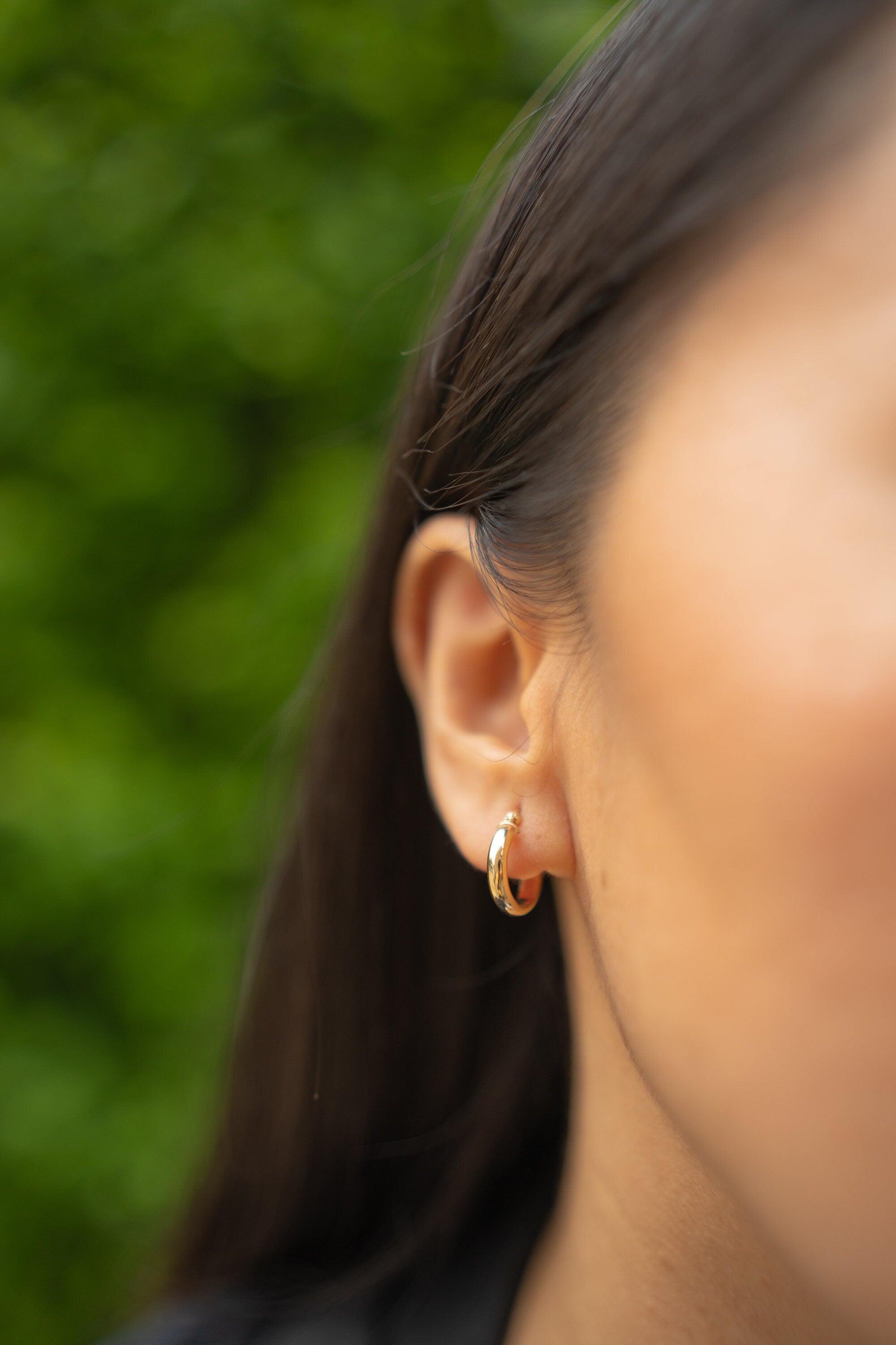 18K Solid Gold Hoop Earrings 13mm, Dainty Minimalist Gold Hoops, Small Everyday Earrings, Gift for Her