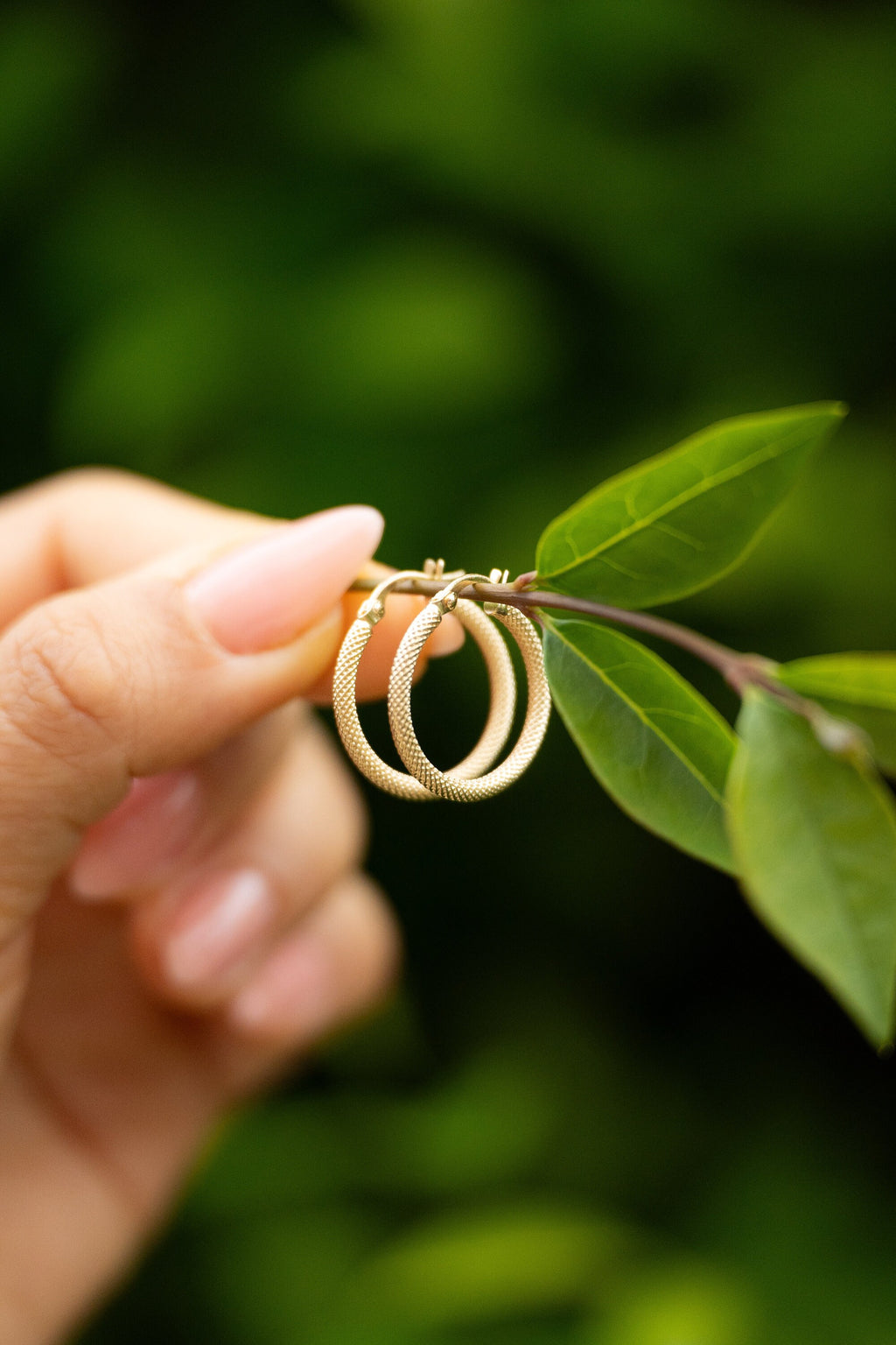 18K Solid Gold Textured Hoop Earrings, 20mm Gold Hoops, Statement Minimalist Earrings, Everyday Jewelry, Gift for Her