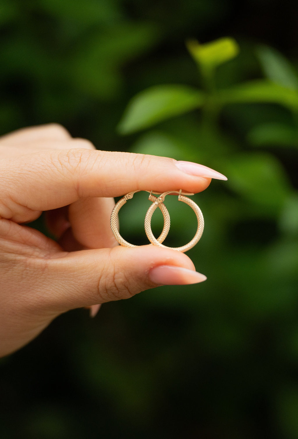 18K Solid Gold Textured Hoop Earrings, 20mm Gold Hoops, Statement Minimalist Earrings, Everyday Jewelry, Gift for Her