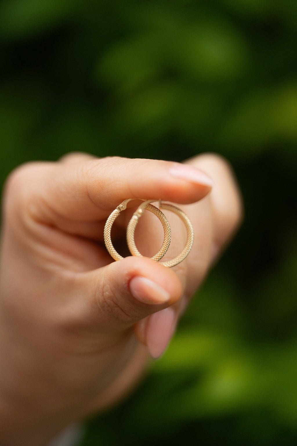 18K Solid Gold Textured Hoop Earrings, 20mm Gold Hoops, Statement Minimalist Earrings, Everyday Jewelry, Gift for Her