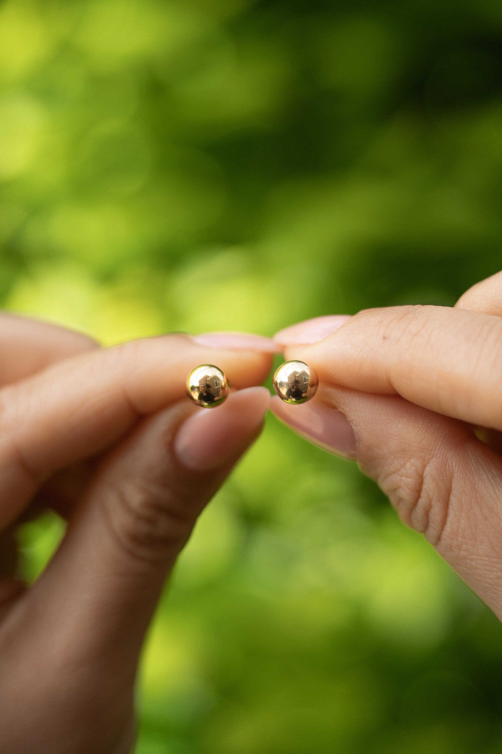 18K Solid Gold Ball Stud Earrings 7mm, Gold Sphere Studs, Dainty Minimalist Earrings, Everyday Jewelry, Gift for Her