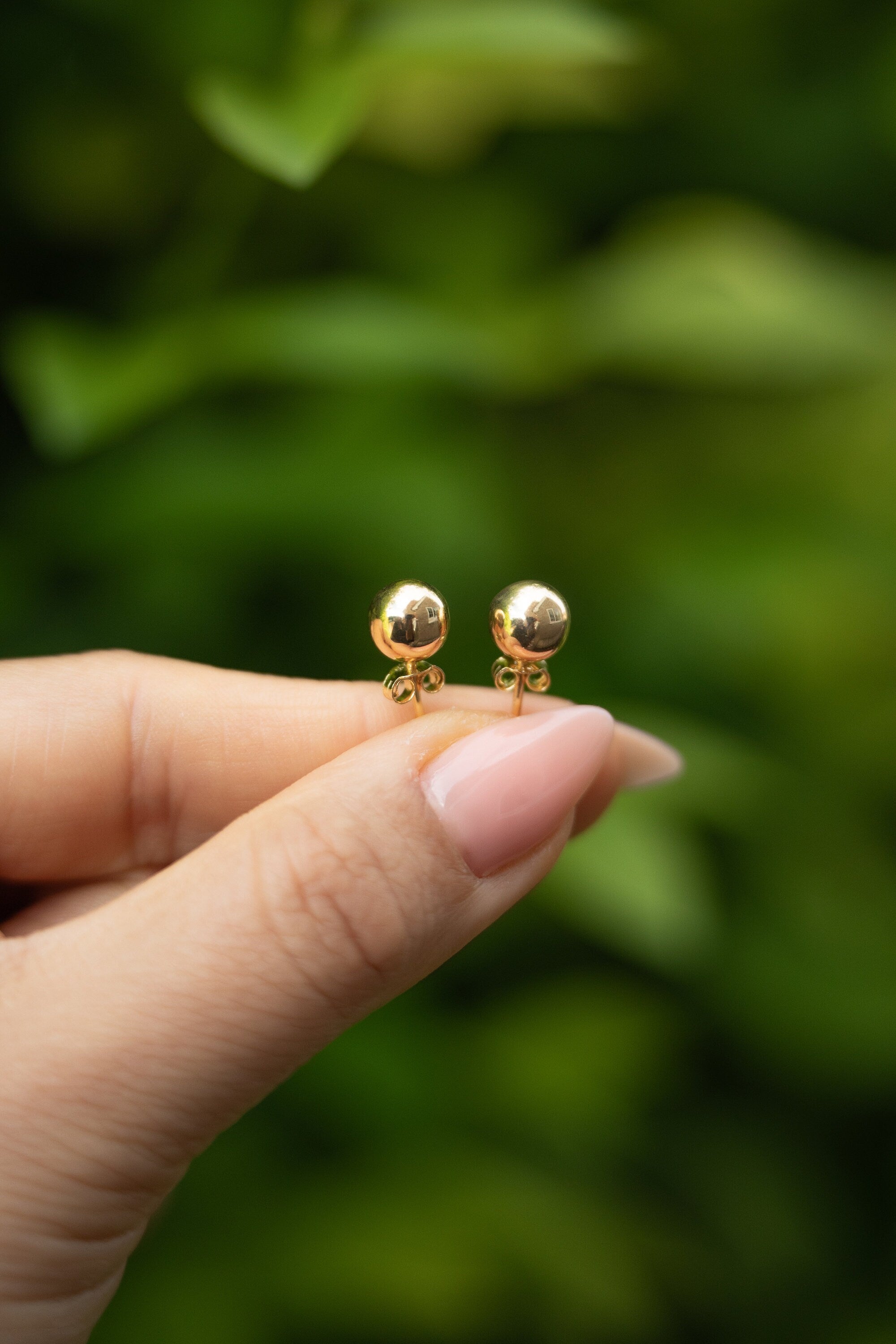 18K Solid Gold Ball Stud Earrings 7mm, Gold Sphere Studs, Dainty Minimalist Earrings, Everyday Jewelry, Gift for Her