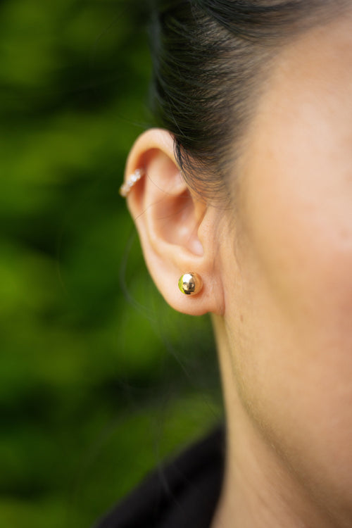 18K Solid Gold Ball Stud Earrings 7mm, Gold Sphere Studs, Dainty Minimalist Earrings, Everyday Jewelry, Gift for Her