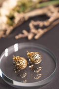 18K Solid Gold Ball Stud Earrings, 10mm Sparkly Gold Studs, Dainty Minimalist Earrings, Gift for Her