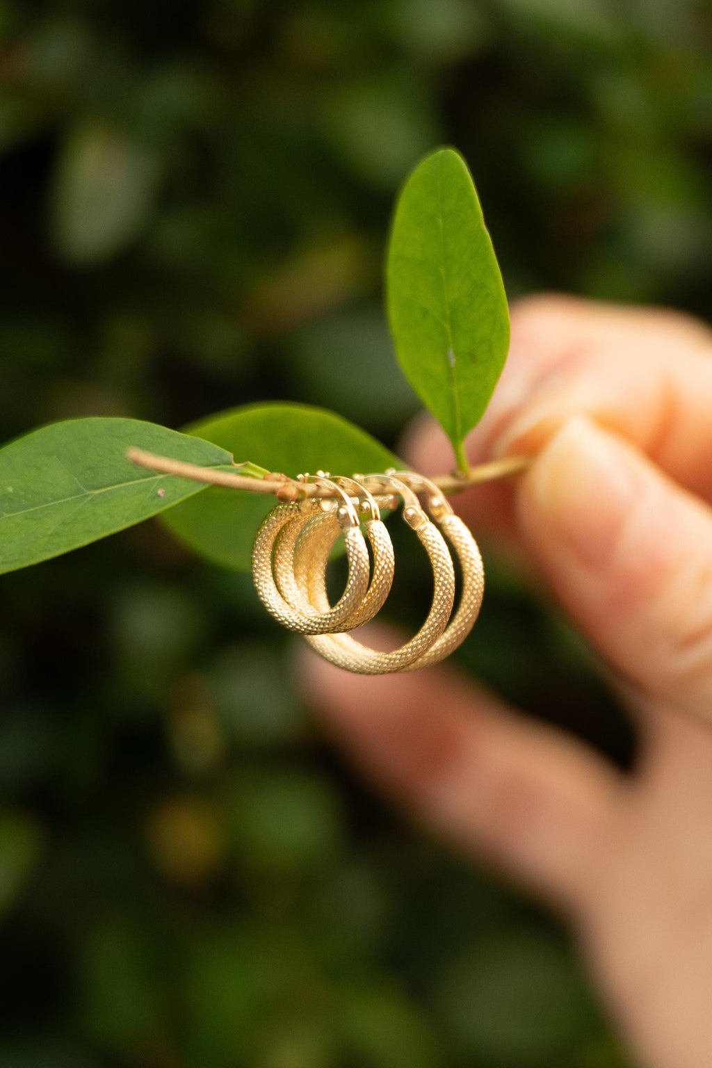 18K Solid Gold Textured Hoop Earrings, 14.5mm Dainty Gold Hoops, Minimalist Everyday Earrings, Gift for Her