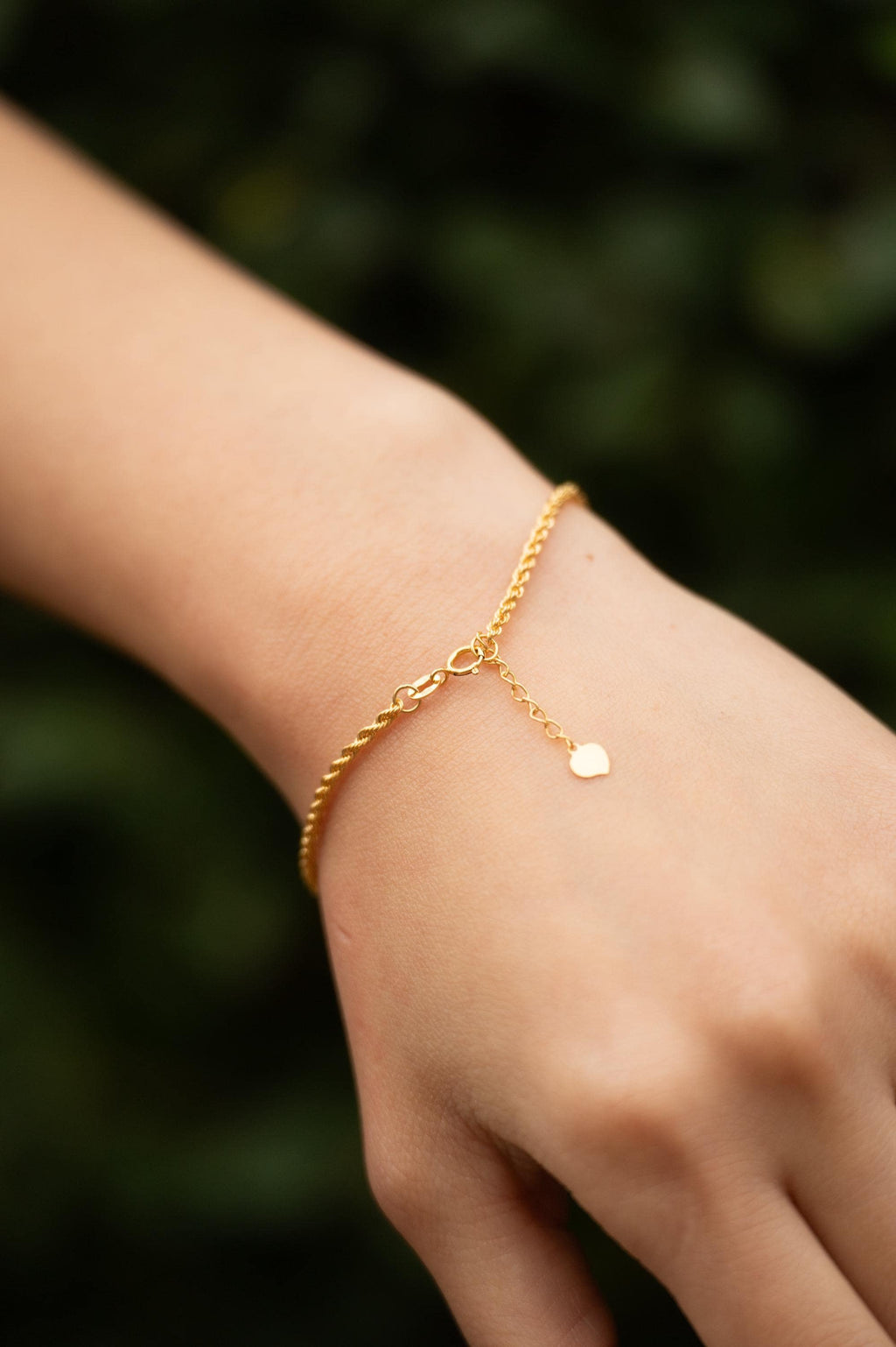 18K Solid Gold Rope Bracelet, Adjustable Au750 Gold Bracelet, Dainty Minimalist Chain Bracelet, Gift for Her