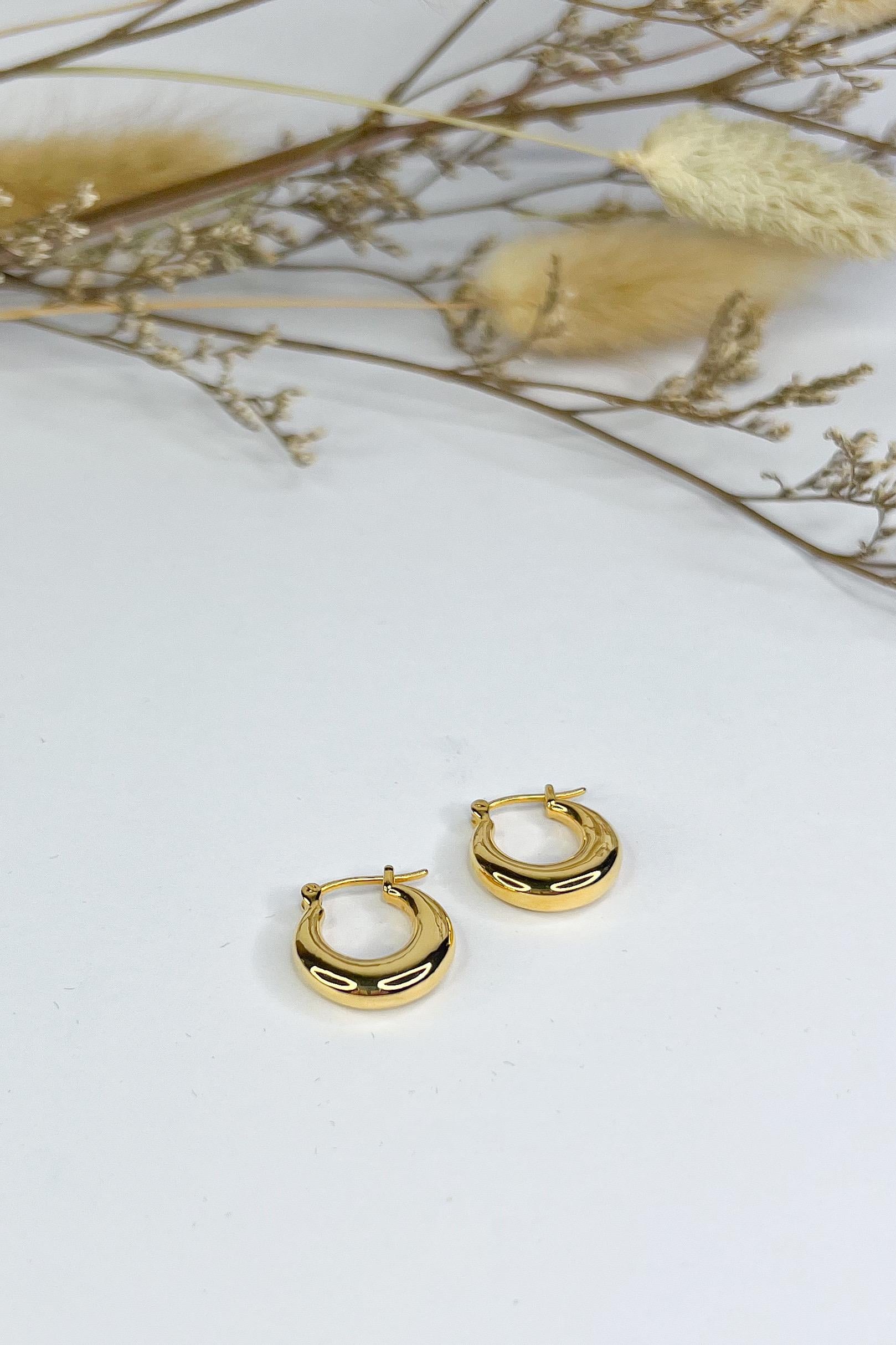 18K Solid Gold Chunky Hoop Earrings 15.5mm, Thick Gold Hoops, Dainty Statement Earrings, Minimalist Everyday Jewelry, Gift for Her
