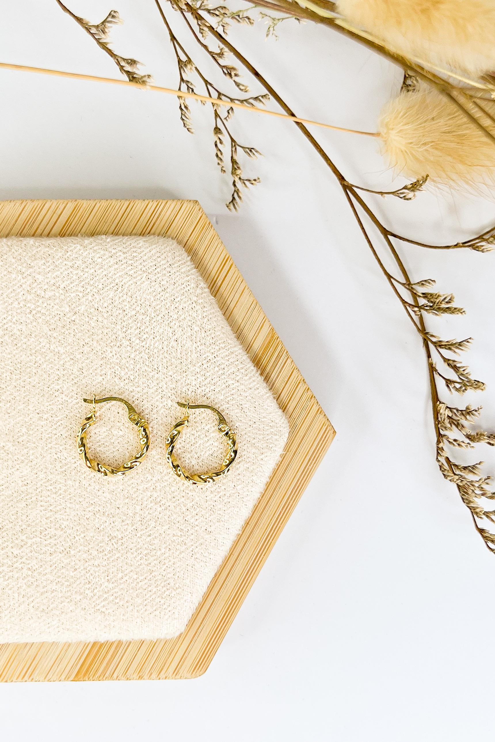 18K Solid Gold Twisted Hoop Earrings 16mm, Rope Twist Gold Hoops, Dainty Minimalist Earrings, Everyday Jewelry, Gift for Her