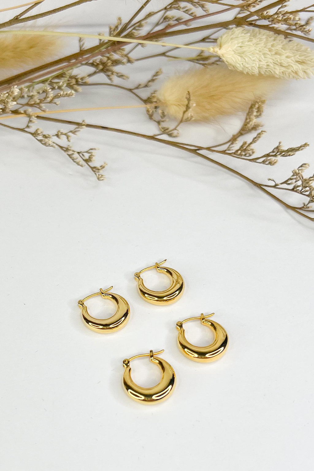 18K Solid Gold Chunky Hoop Earrings 15.5mm, Thick Gold Hoops, Dainty Statement Earrings, Minimalist Everyday Jewelry, Gift for Her