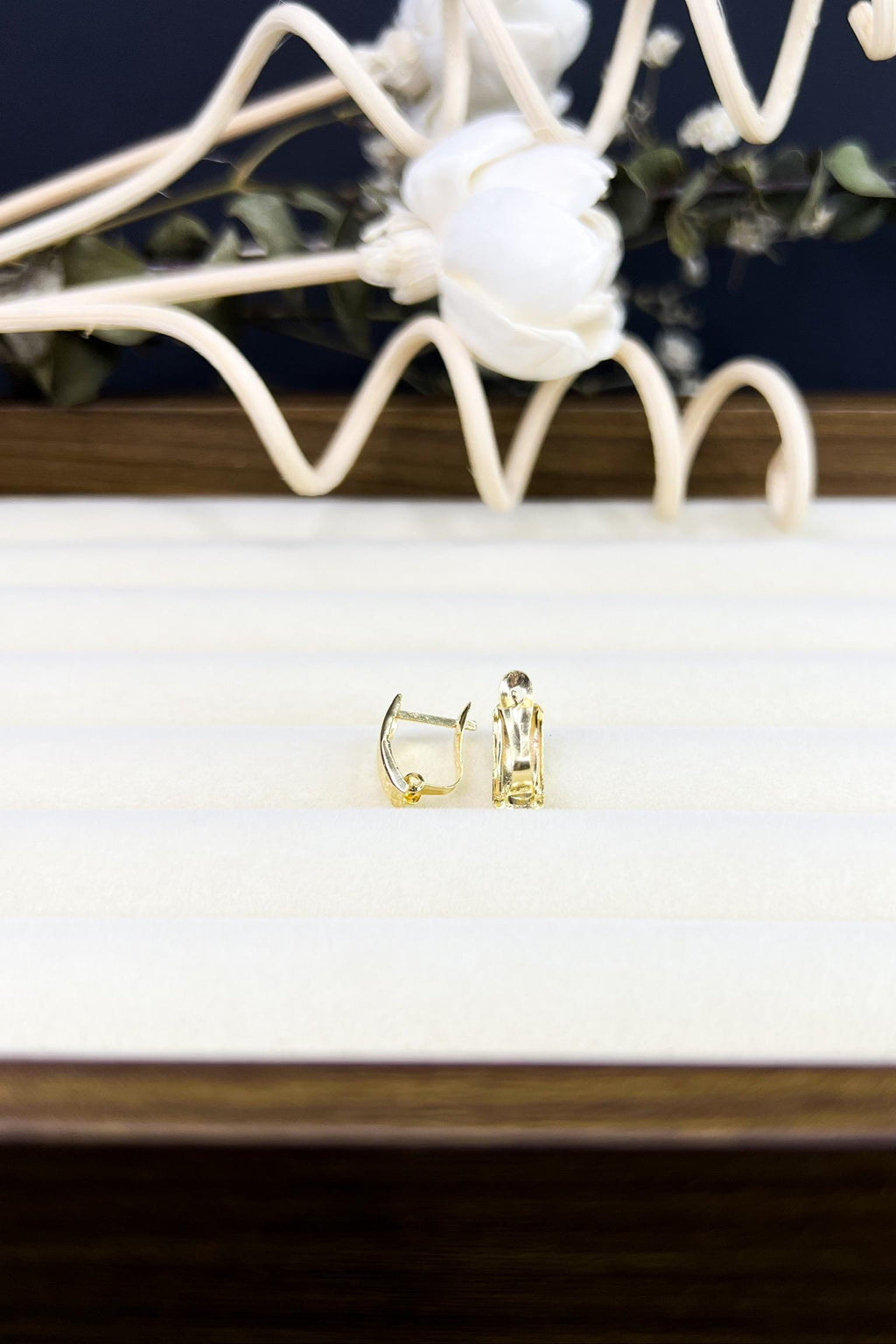 18K Solid Gold Shiny Clip On Earrings, Au750, Dainty, Petite, Gift for Her