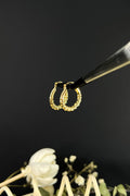 Solid Gold 18K Gold Hoop Earrings, Twisted Rope Hoop, Vintage Style Huggie Earrings