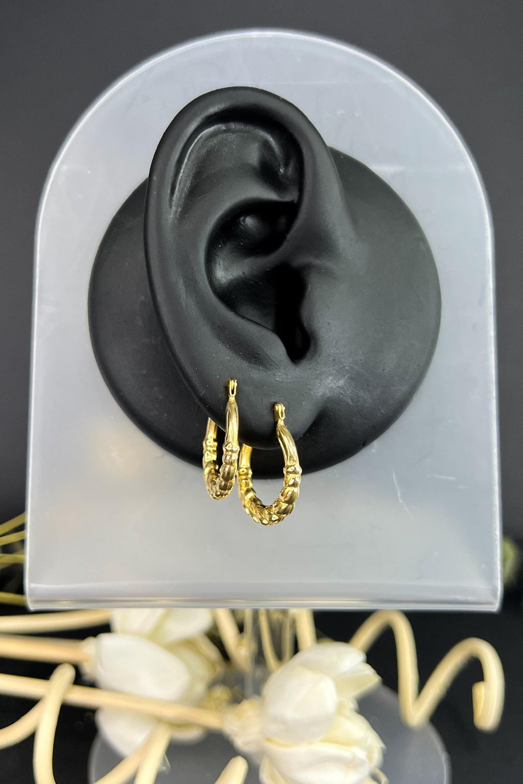 Solid Gold 18K Gold Hoop Earrings, Twisted Rope Hoop, Vintage Style Huggie Earrings