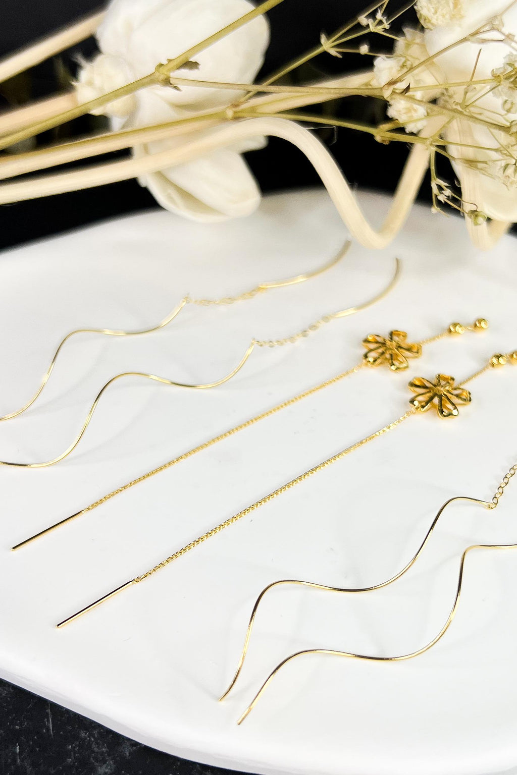 18K Solid Gold Spiral Threader Earrings, Wave Twist Dangle Earrings, Minimalist Gold Threaders, Dainty Drop Earrings, Gift for Her